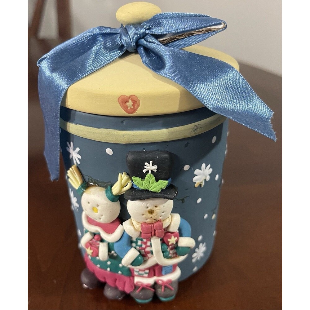 House Of Lloyd Vintage 2001 Candle Holder Christmas Snow Man Woman - Picture 2 of 8